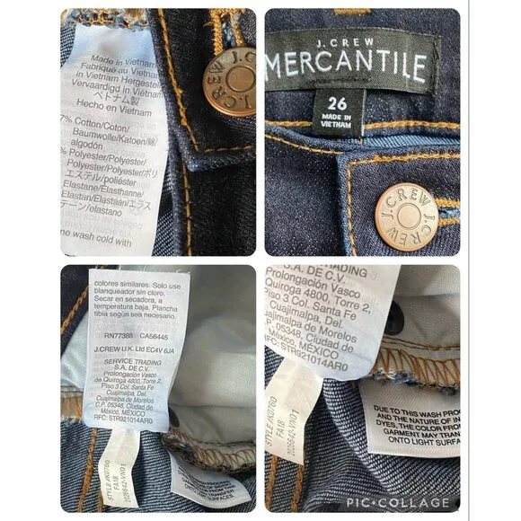 J. Crew Mercantile Women's Skinny Jeans Size 26 Actual 28X29 Dark Wash Stretch - Picture 7 of 16